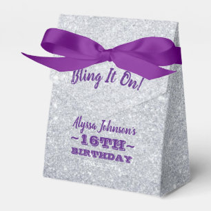 Caja Para Regalos Bling en la plata chispea el dulce púrpura 16