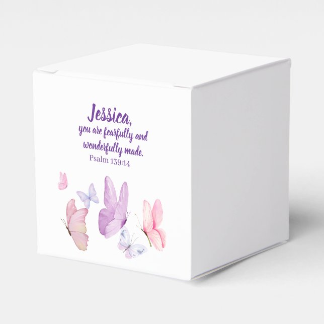 Caja Para Regalos Blissful Butterfly Psalm 139:14 Favor Box (Costado Anverso)