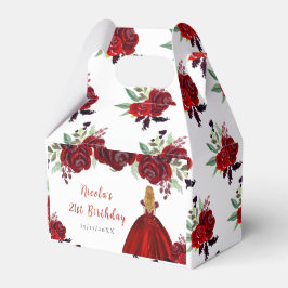 Caja Para Regalos Blonde Hair Princess Red Floral Birthday