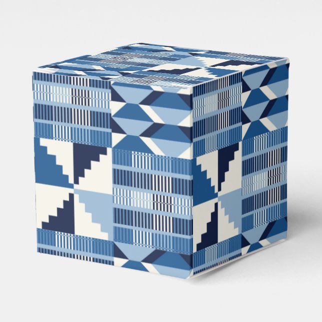 Caja Para Regalos Bloque Kente - Índigo Suave (Costado Anverso)