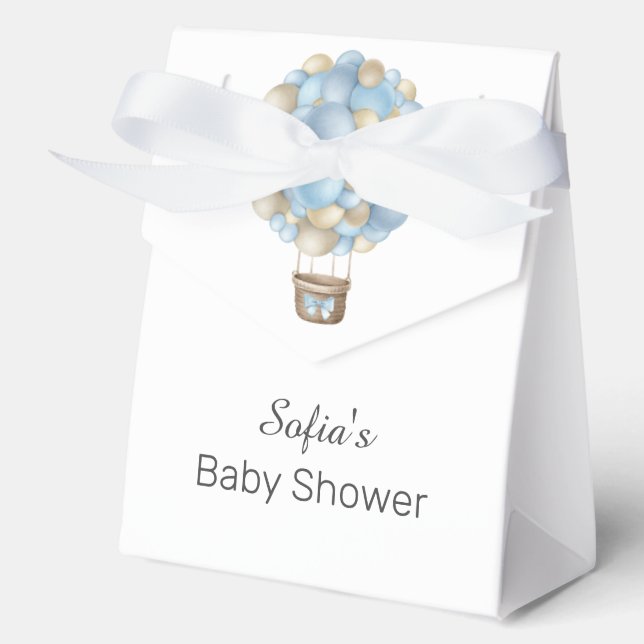 Caja Para Regalos Blue Air Balloon Boy Baby Shower (Anverso)