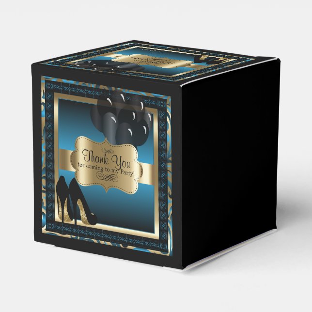 Caja Para Regalos Blue and Gold Metallic - Cumpleaños 00 | DIY Texto (Reverso Costado)