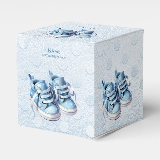 Caja Para Regalos Blue Baby Shoes Favor Box (Costado Anverso)