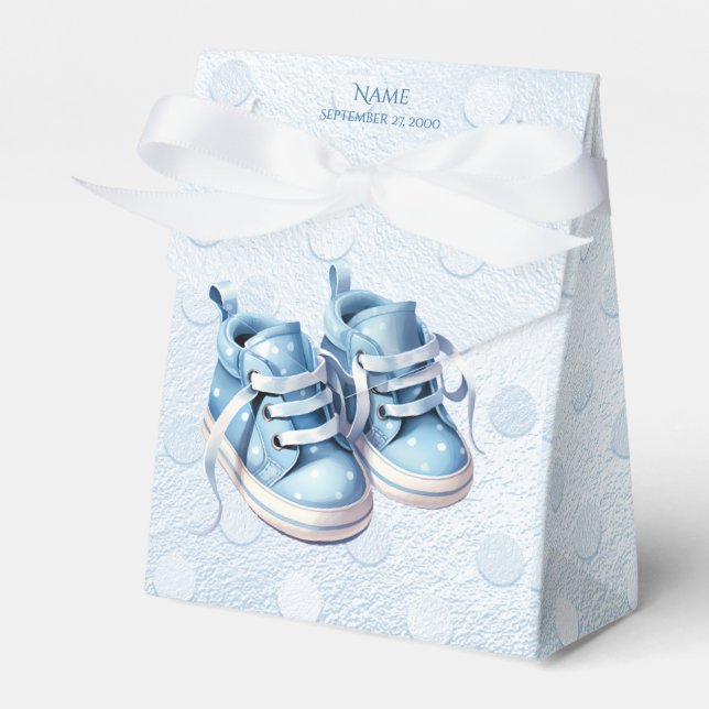 Caja Para Regalos Blue Baby Shoes Favor Box (Front Side)