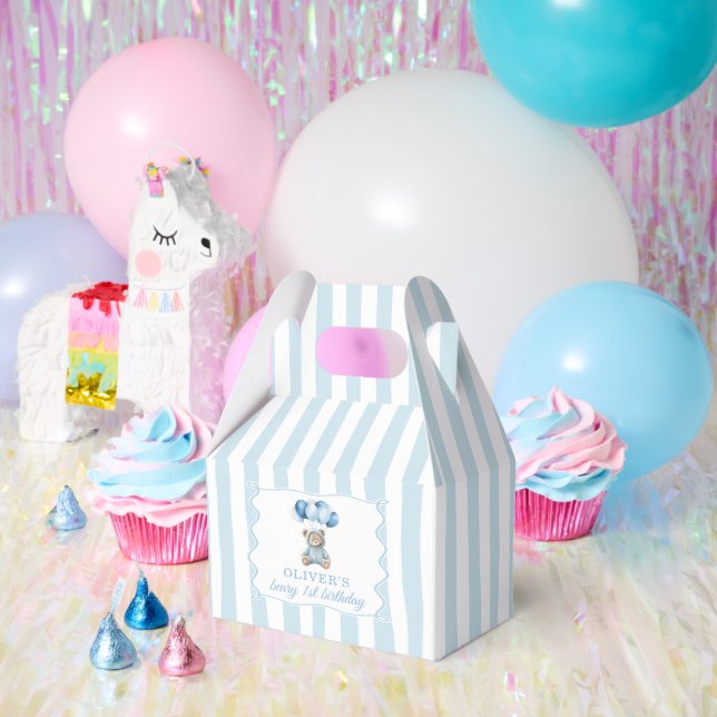 Caja Para Regalos Blue Balloons Teddy Bear Birthday (Fiesta)