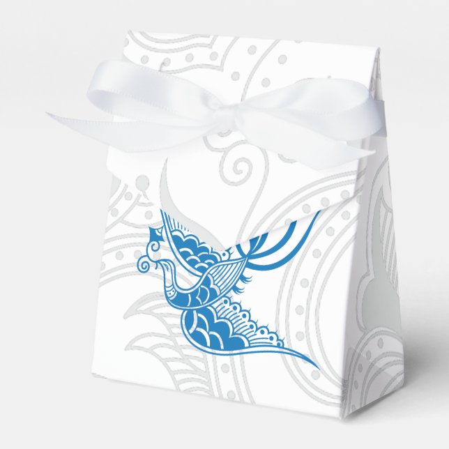 Caja Para Regalos Blue Bird & Henna Swirl Favor Box (Front Side)