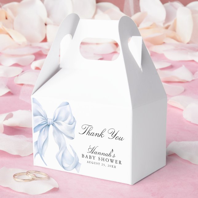 Caja Para Regalos Blue Bow Baby Shower Coquette Bow Theme (Boda)