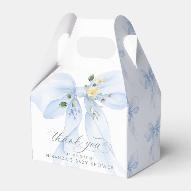 Caja Para Regalos Blue Bow elegante Baby in Bloom floral gracias (Front Side)