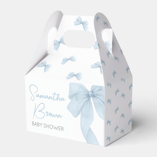 Caja Para Regalos Blue Bow Es Un Chico Baby Shower (Front Side)