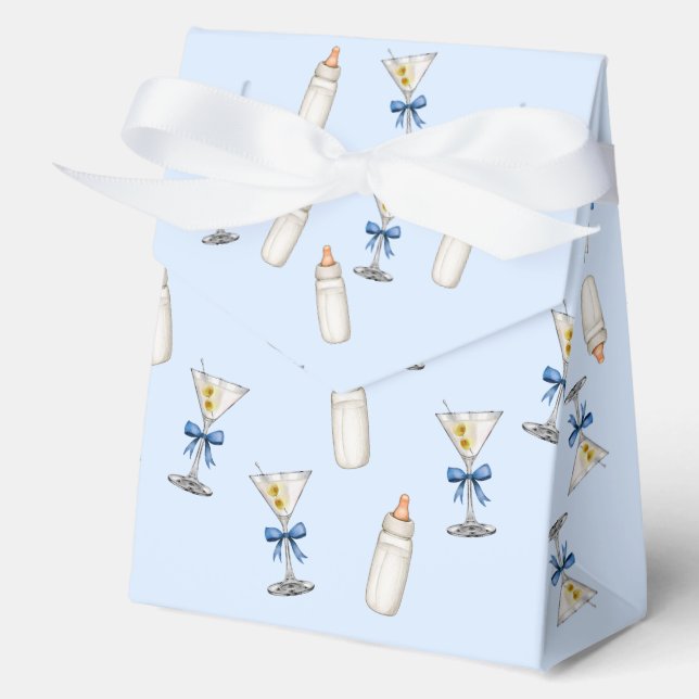 Caja Para Regalos Blue Bow Martinis Bebés Botellas Baby Shower (Anverso)