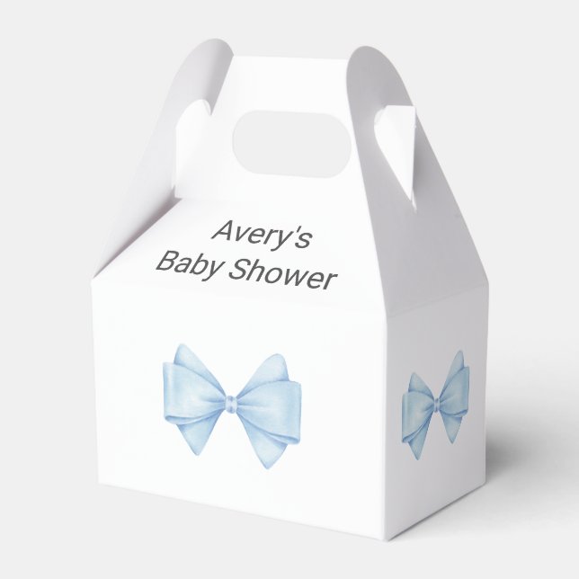 Caja Para Regalos Blue Bow Modern Boy Baby Shower (Front Side)