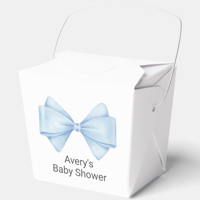 Caja Para Regalos Blue Bow Modern Boy Baby Shower (Anverso)