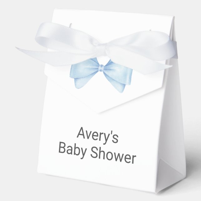 Caja Para Regalos Blue Bow Modern Boy Baby Shower (Anverso)