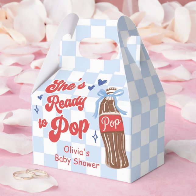 Caja Para Regalos Blue Bow She's Ready to Pop Baby Shower (Boda)