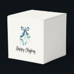 Caja Para Regalos Blue Bow y Mistletoe<br><div class="desc">Dulce Mistletoe y hermosa cinta azul. Un estilo moderno y perfecto para pequeños regalos y gracias. Un estilo encantador y sencillo para embellecer tu regalo de este año.</div>