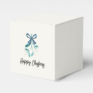 Caja Para Regalos Blue Bow y Mistletoe