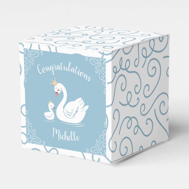 Caja Para Regalos Blue Boy Swan Baby Shower (Costado Anverso)