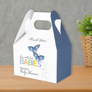 Caja Para Regalos Blue Butterflies Boy Twins Baby Shower Gracias