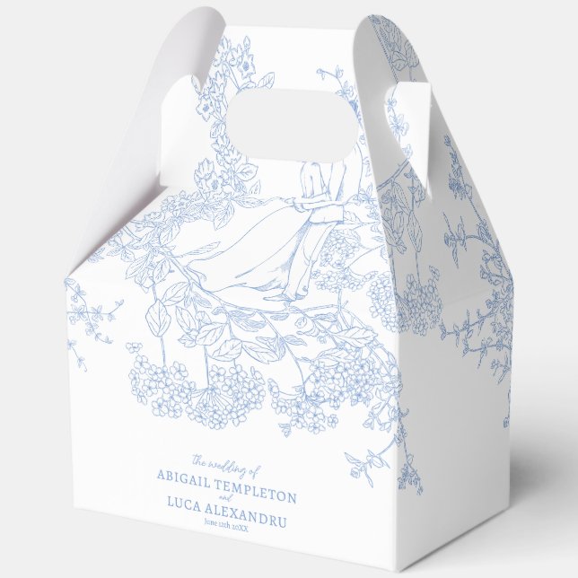 Caja Para Regalos Blue Chinoiserie Toile de Jouy Boda (Anverso)