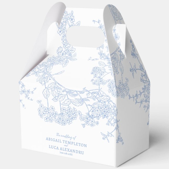 Caja Para Regalos Blue Chinoiserie Toile de Jouy Boda (Anverso)