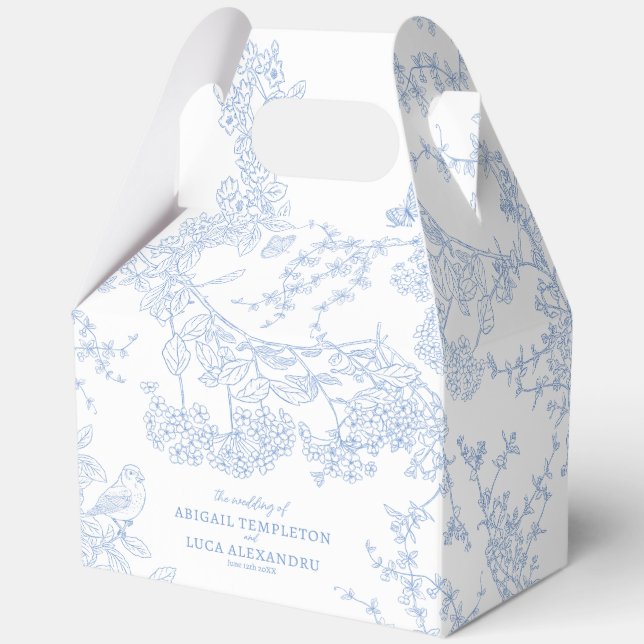 Caja Para Regalos Blue Chinoiserie Toile de Jouy Boda (Anverso)