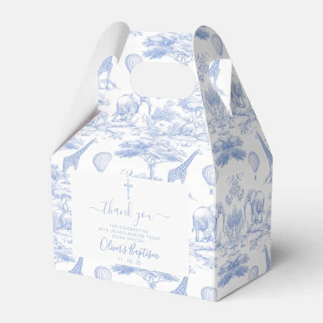 Caja Para Regalos Blue Chinoiserie Toile de Jouy thanks Baby Shower  (Front Side)