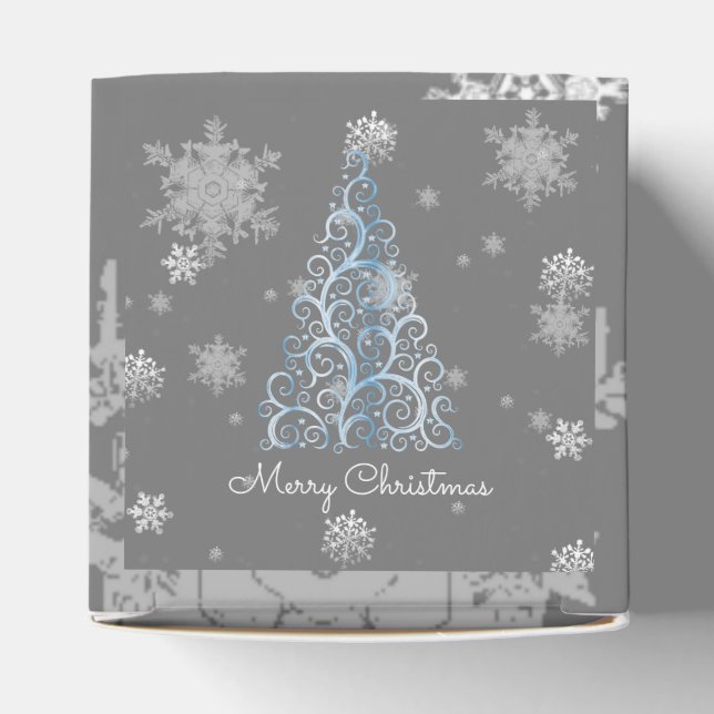 Caja Para Regalos Blue Christmas Tree and Snowflakes Favbox (Parte superior)
