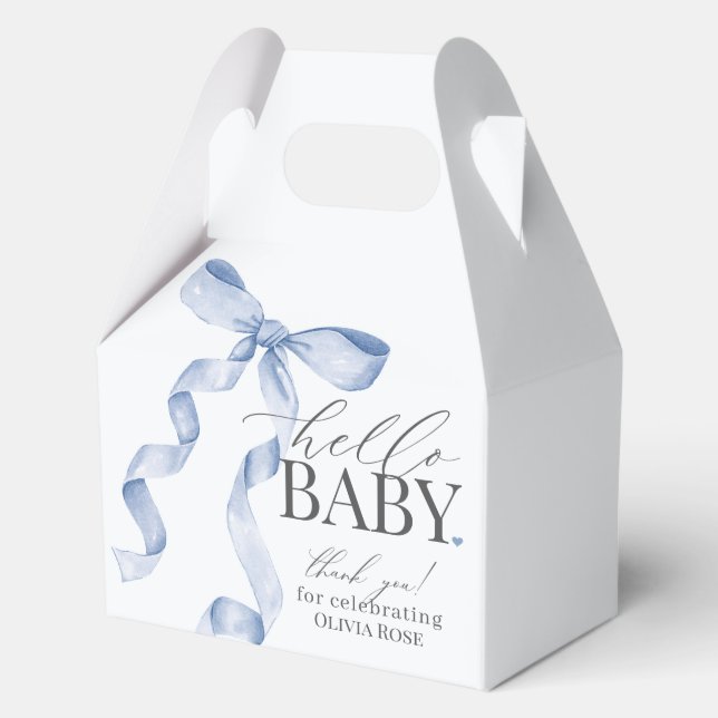 Caja Para Regalos Blue Coquette Bow Chica Baby Shower Gift (Anverso)