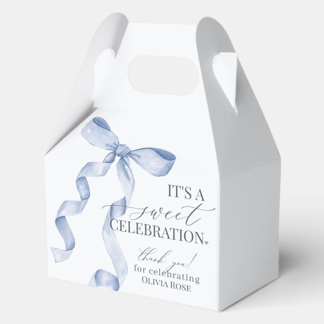 Caja Para Regalos Blue Coquette Bow Chica Birthday Party Gift (Anverso)