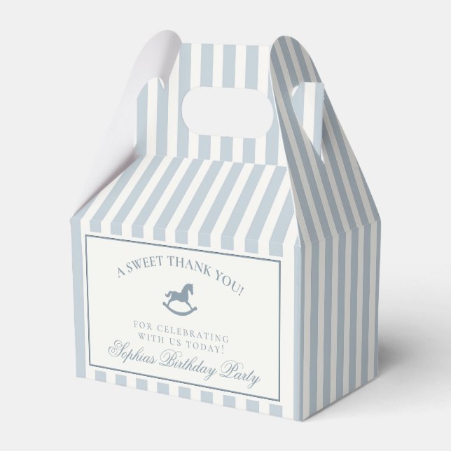 Caja Para Regalos Blue Coquette Bow Rocking Horse Birthday Favor Box (Front Side)