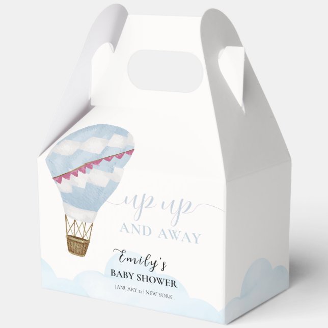 Caja Para Regalos Blue Cute Modern Boho Hot Air Balloon Baby Shower (Reverso )