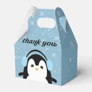 Caja Para Regalos Blue Cute Penguin Winter Baby Shower Gracias