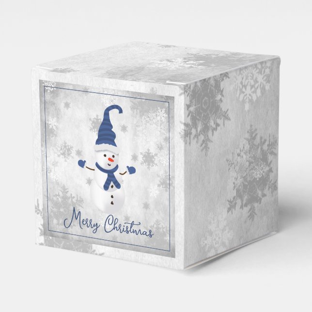 Caja Para Regalos Blue Cute Snowman Favor Box (Costado Anverso)