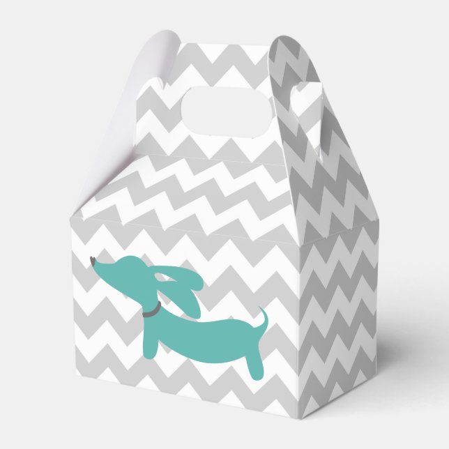 Caja Para Regalos Blue Dachshund Wiener Dog Baby Shower Gift Box (Front Side)