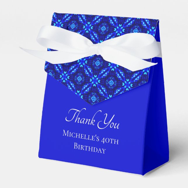Caja Para Regalos Blue Diamond Pattern 40th Birthday Gracias (Front Side)