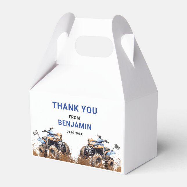 Caja Para Regalos Blue Editable ATV Wheeler Bike Birthday Gable Box (Front Side)