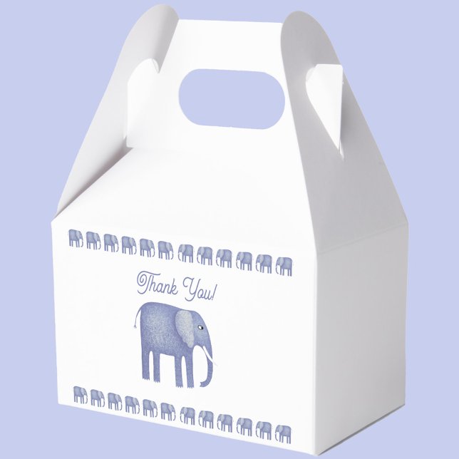 Caja Para Regalos Blue Elephant Baby Shower Gracias (Blue Elephant thank you favor box)