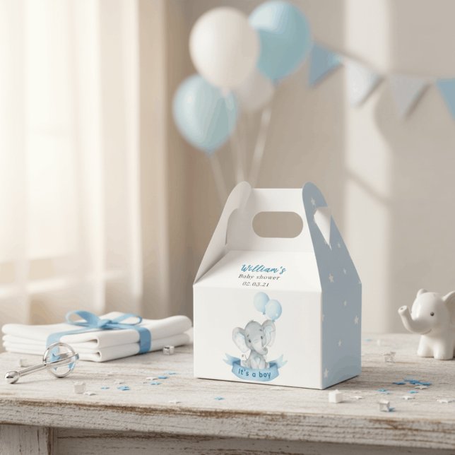 Caja Para Regalos Blue Elephant Boy Baby Shower Favor Box (Subido por el creador)