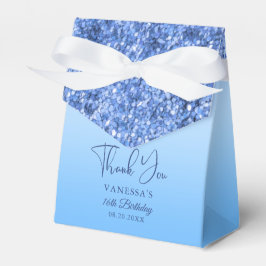 Caja Para Regalos Blue Faux Purpurina 16th Birthday Gracias