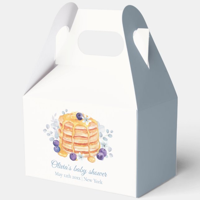 Caja Para Regalos Blue Floral Blueberry Pancake Brunch Baby Shower (Anverso)