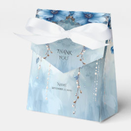 Caja Para Regalos Blue Flowers and Pearls Favor Box