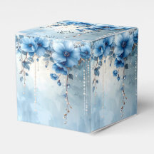 Blue Flowers and Pearls Favor Box