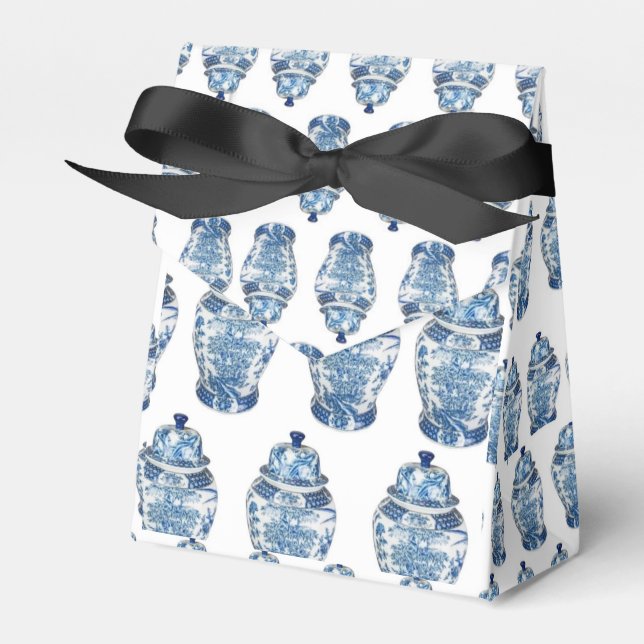 Caja Para Regalos Blue Ginger Jar Jars Ribbon Party Favbox (Front Side)