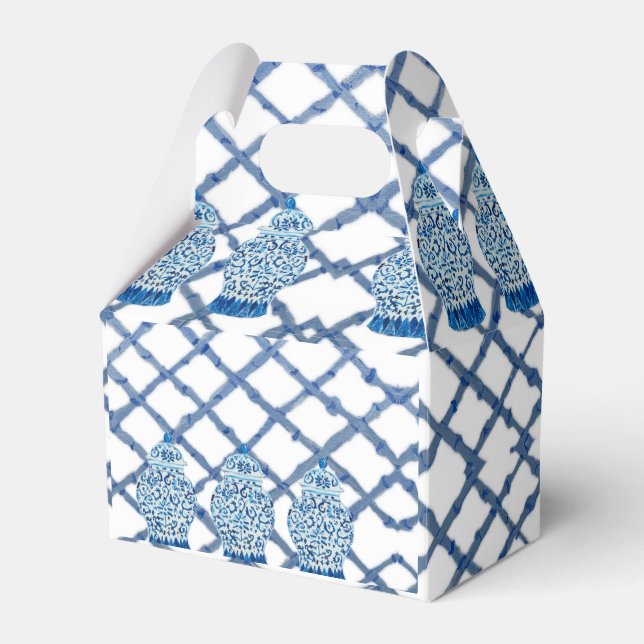 Caja Para Regalos Blue Ginger Jar Jars Ribbon Party Favbox (Front Side)