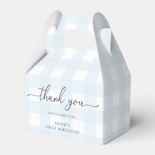 Caja Para Regalos Blue Gingham Birthday Gracias Favor Box