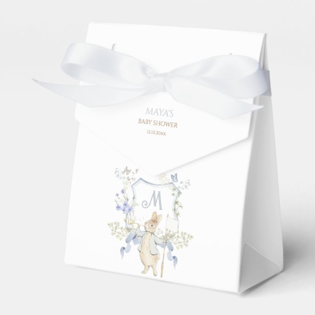 Caja Para Regalos Blue Gingham Peter the Rabbit Baby Shower MUTED BL (Front Side)