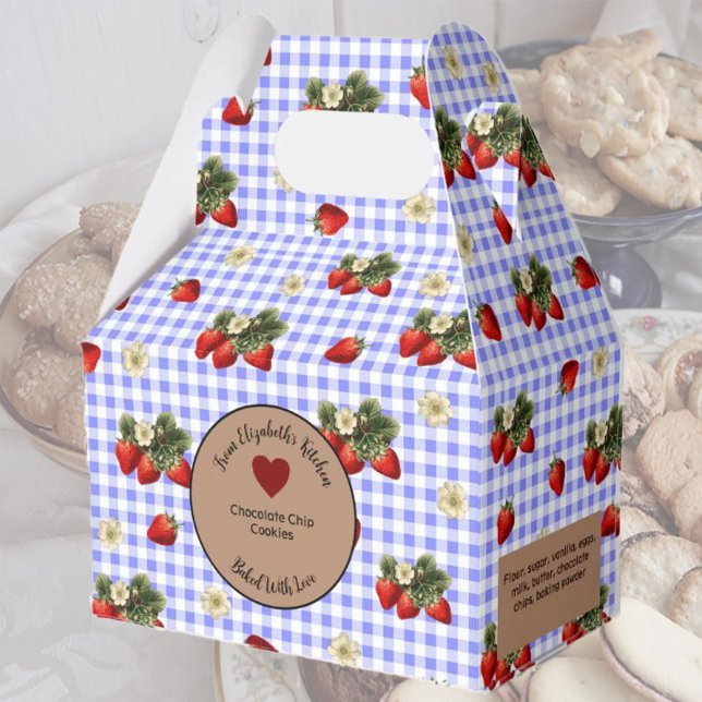 Caja Para Regalos Blue Gingham Strawberries Food Gift (Subido por el creador)