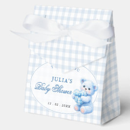 Caja Para Regalos Blue Gingham Teddy Bear Neutral Baby Shower