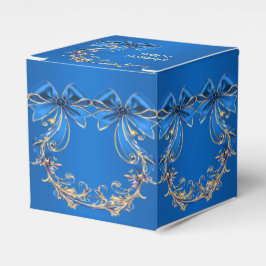 Caja Para Regalos Blue Gold Flowers Holiday Box