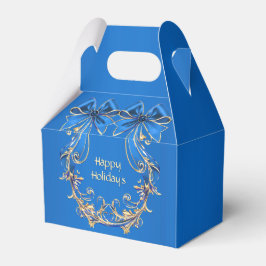 Caja Para Regalos Blue Gold Flowers Holiday Box